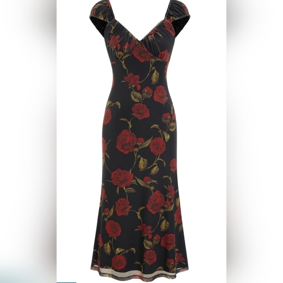 Cider Dresses & Skirts - Cider Black Rose Floral Midi Dress Size Large New Release 2026 Just Arrived